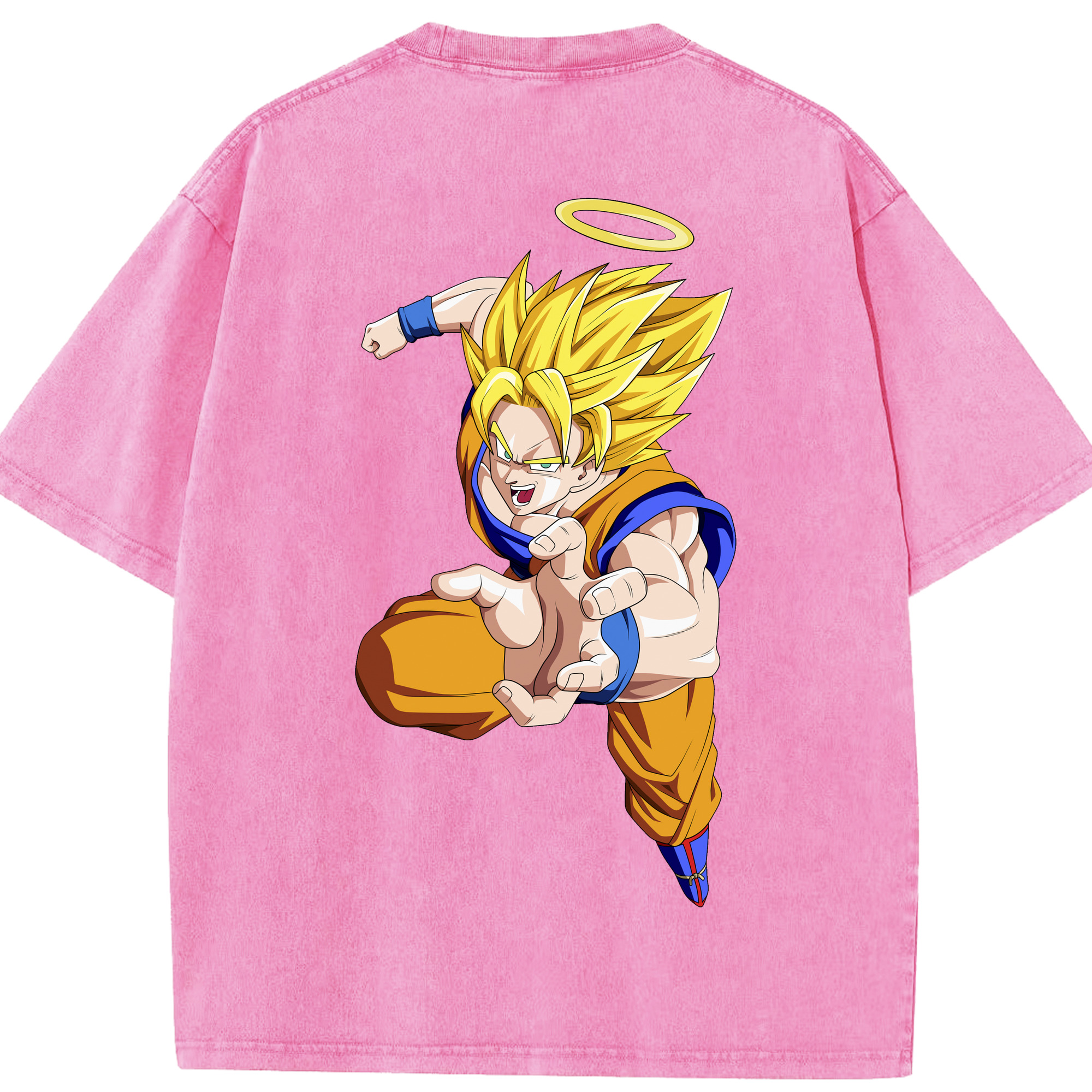 （画像用） ドラゴンボール 孫悟空（そん ごくう）Son Goku カカロット DRAGON BALL Kakarotto 綿100% ヴィンテージ風 半袖Tシャツ（背面プリント）